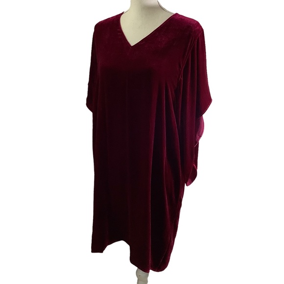 Eileen Fisher Hibiscus Velvet V-neck Kimono Dress - Picture 2 of 12
